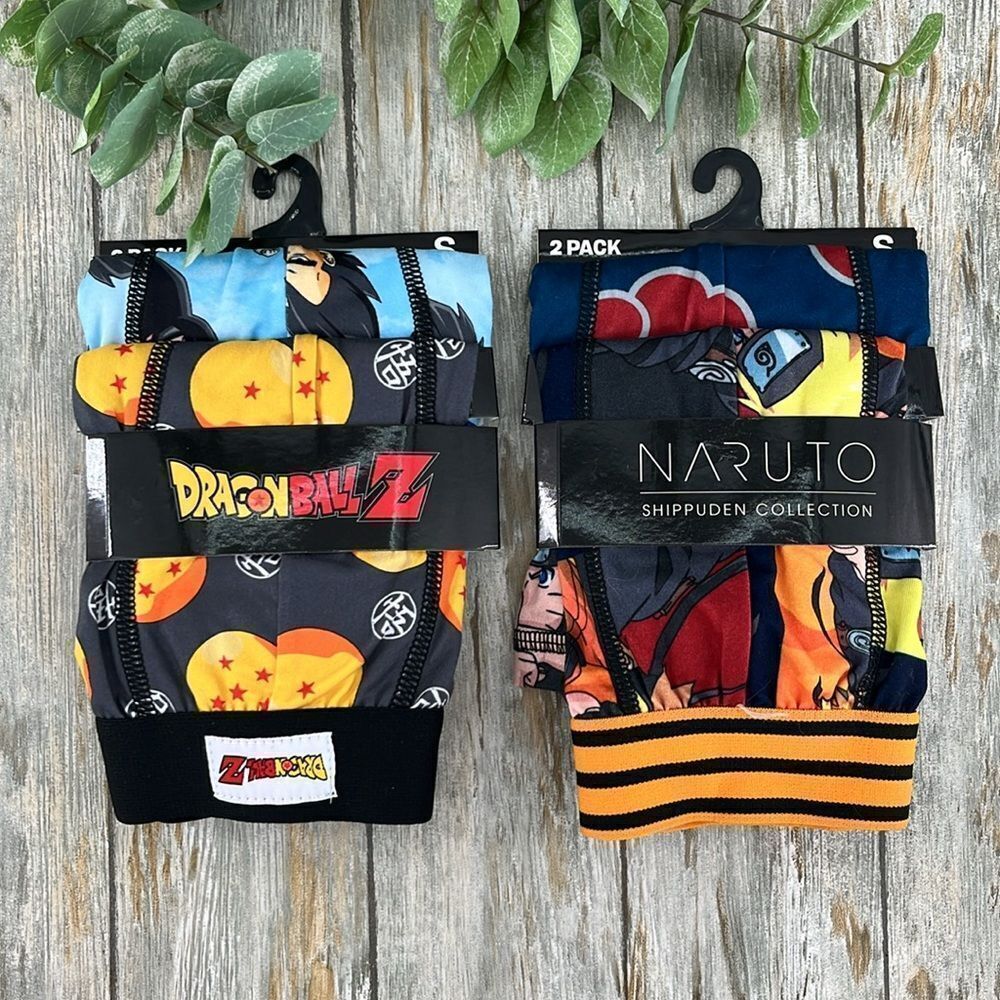 Men’s Naruto Shippuden & Dragonball Z Boxer Briefs Underwear2, 2-Pack, Size S